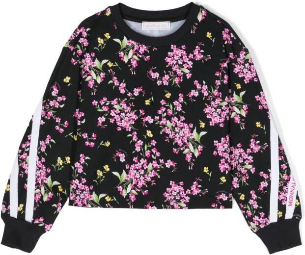 Monnalisa Sweater met bloemenprint Zwart