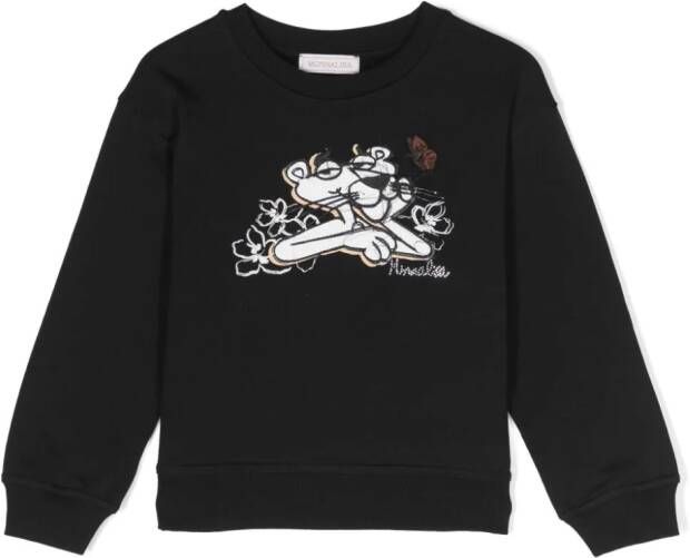 Monnalisa Sweater met borduurwerk Zwart