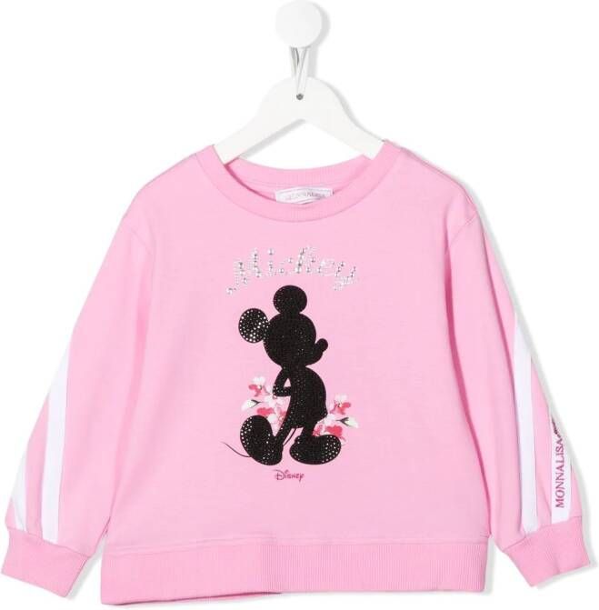Monnalisa Sweater met Mickey Mouse print Roze