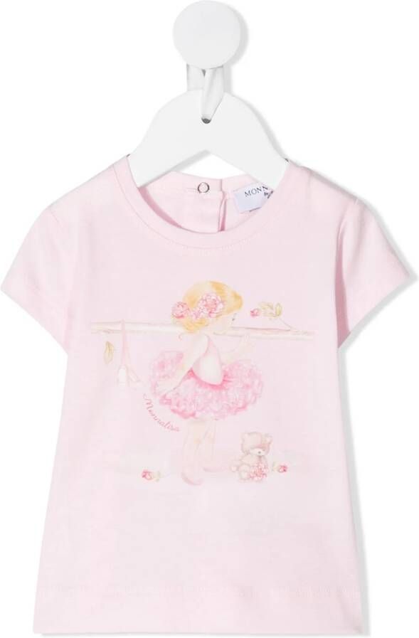 Monnalisa T-shirt met ballerinaprint Roze