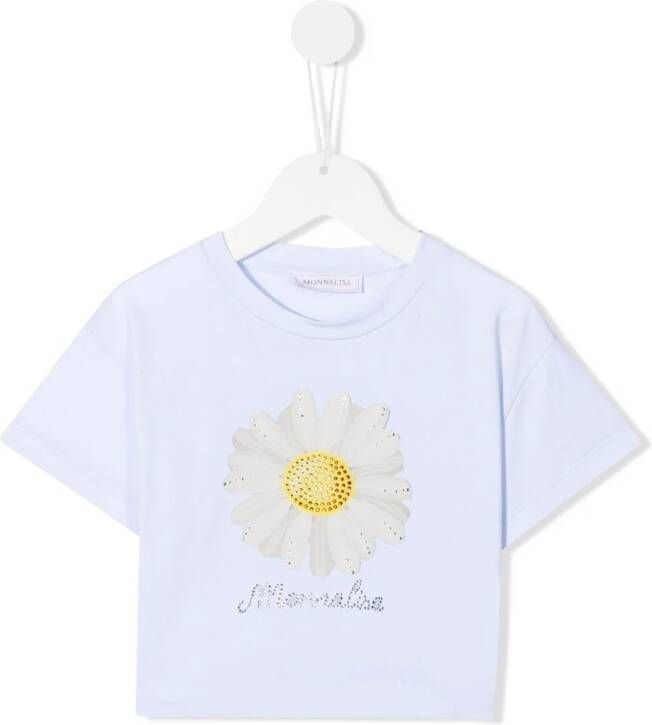 Monnalisa T-shirt met bloe print Blauw