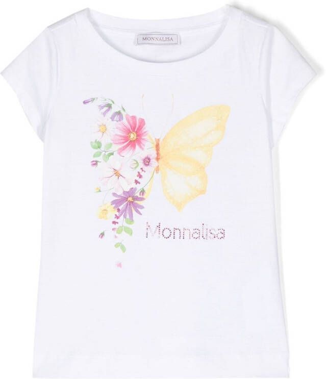 Monnalisa T-shirt met bloe print Wit