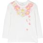 Monnalisa T-shirt met bloe print Wit - Thumbnail 1