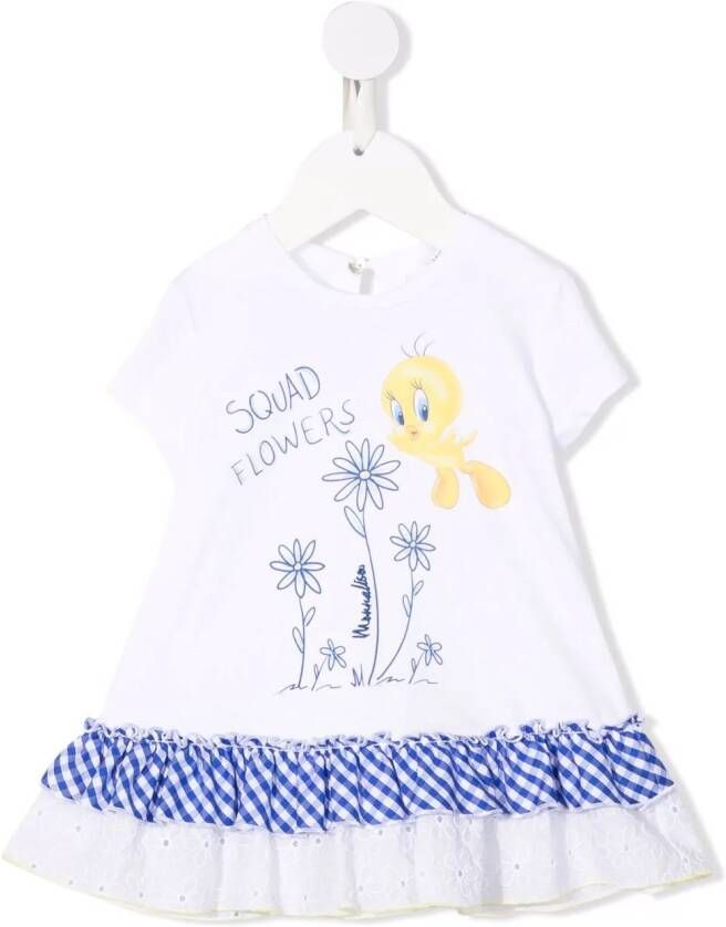 Monnalisa T-shirt met bloe print Wit