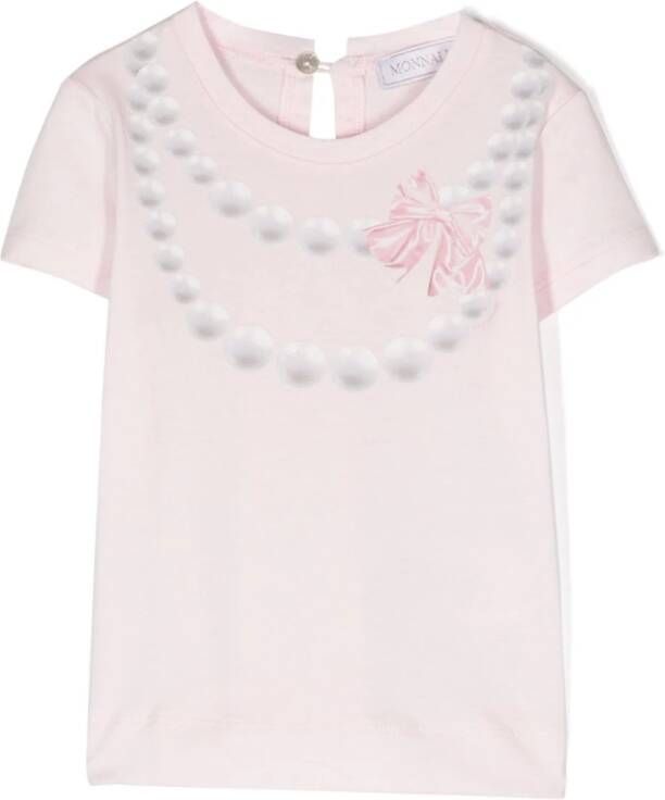 Monnalisa T-shirt met halskettingprint Roze