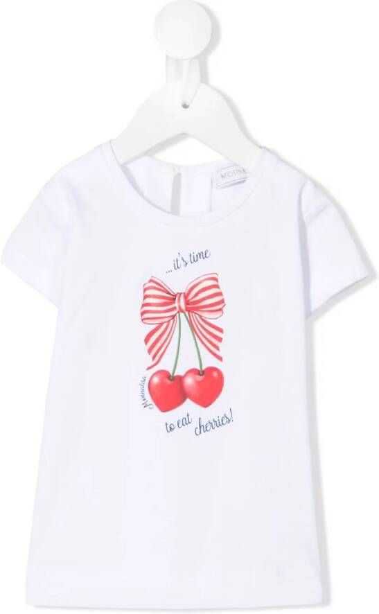 Monnalisa T-shirt met kersenprint Wit