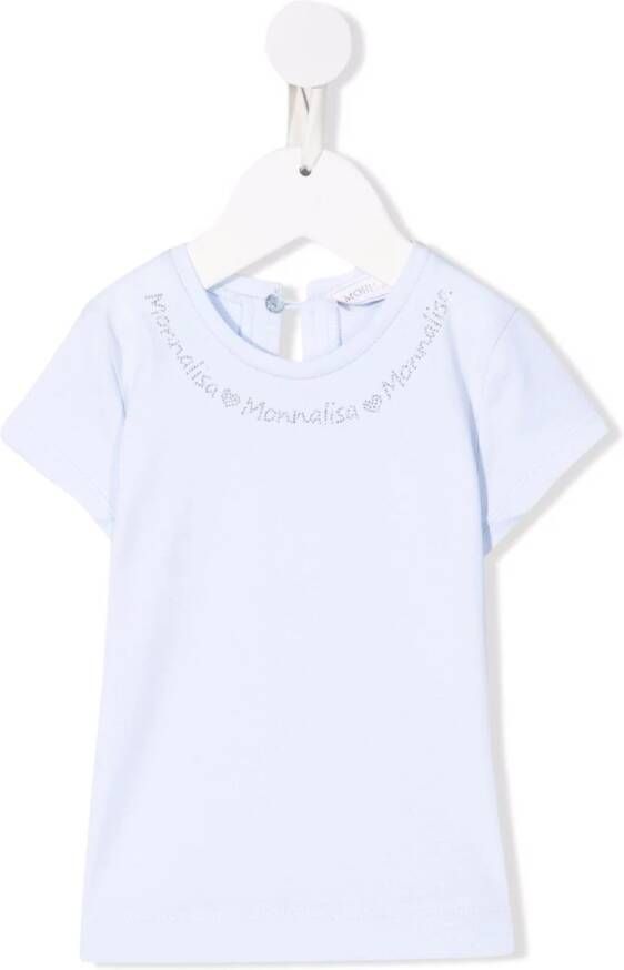 Monnalisa T-shirt met logo van studs Blauw