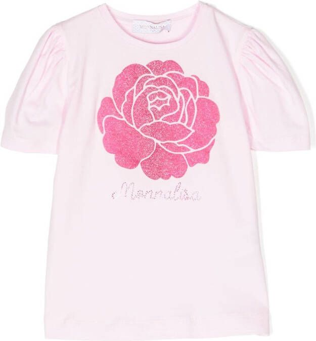 Monnalisa T-shirt met logoprint Roze