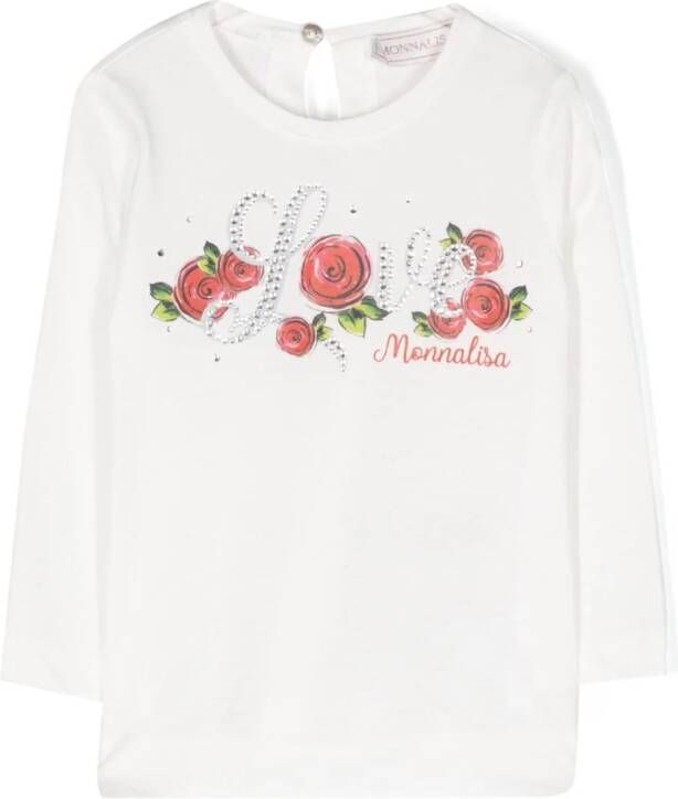 Monnalisa T-shirt met logoprint Wit