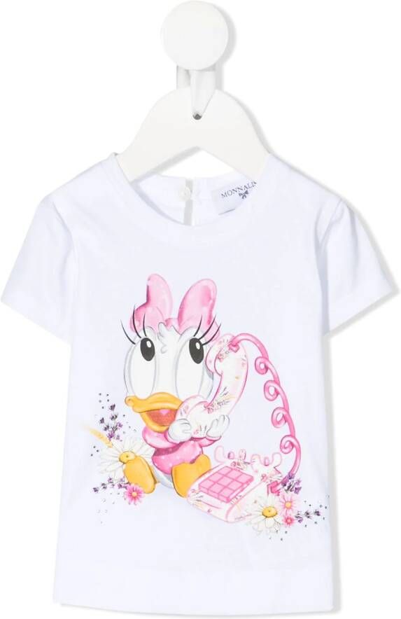 Monnalisa T-shirt met madeliefjesprint Wit