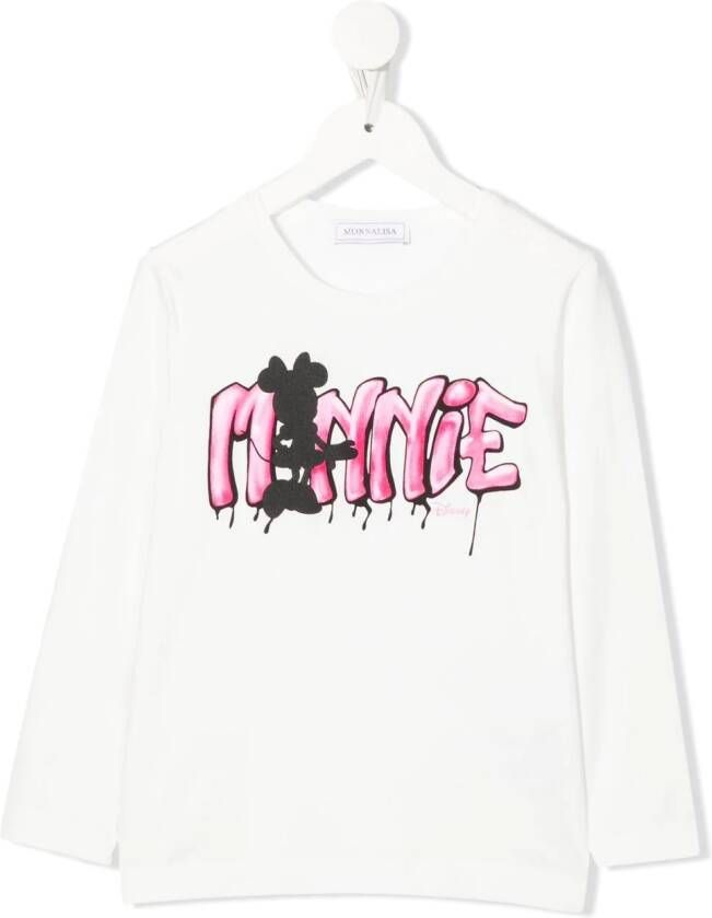 Monnalisa Minnie Mouse T-shirt met sprayprint Wit
