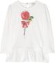 Monnalisa T-shirt met roosprint Wit - Thumbnail 1