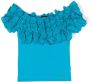 Monnalisa T-shirt met ruches Blauw - Thumbnail 1