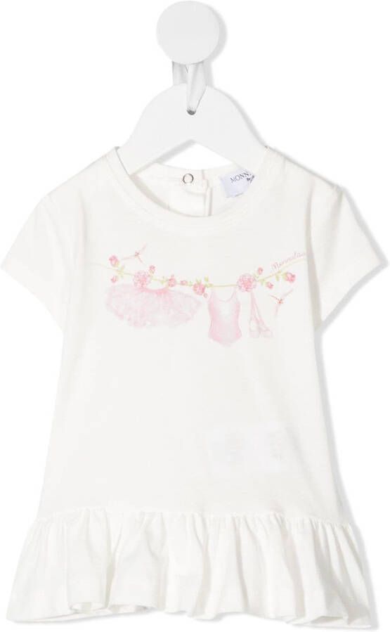 Monnalisa T-shirt met ruches Wit