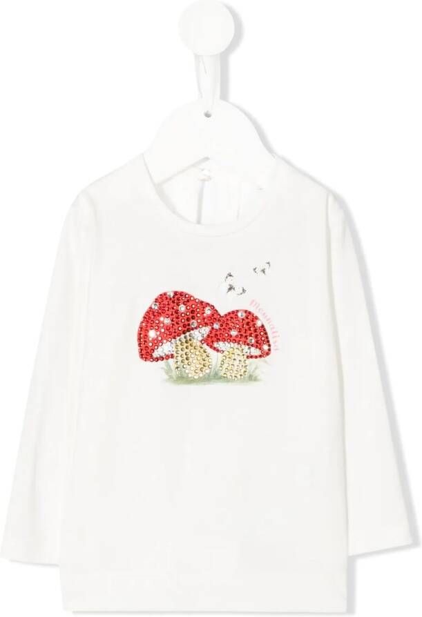Monnalisa T-shirt met stras Wit