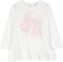 Monnalisa T-shirt met strikdetail Wit - Thumbnail 1