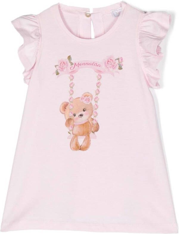 Monnalisa T-shirt met teddybeerprint Roze