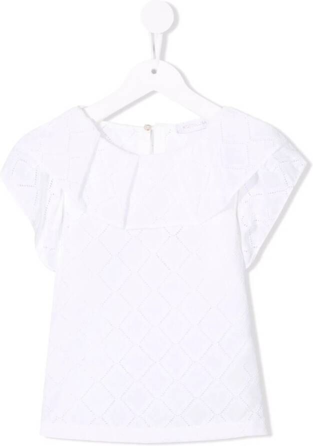 Monnalisa Top met geperforeerd design Wit
