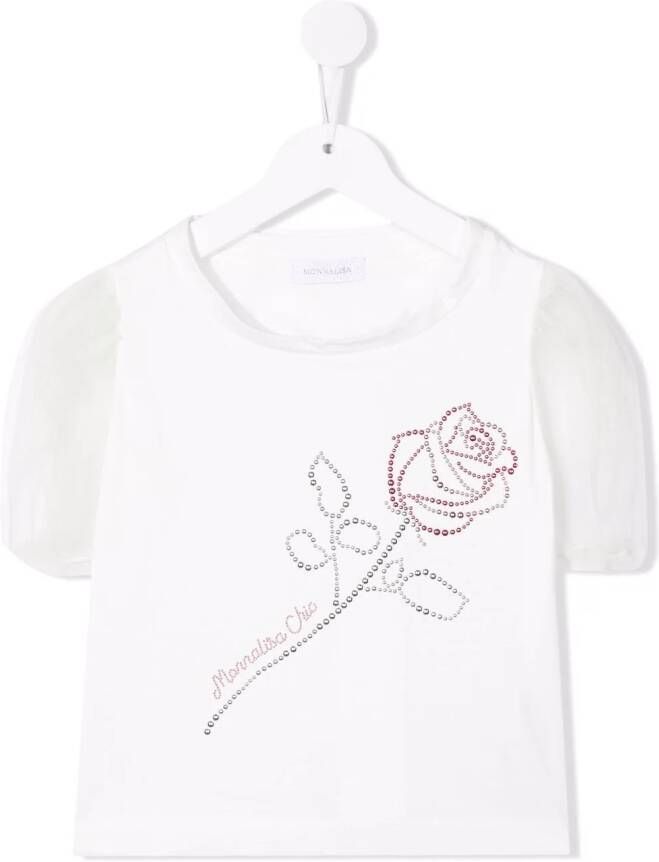 Monnalisa Verfraaid T-shirt Wit