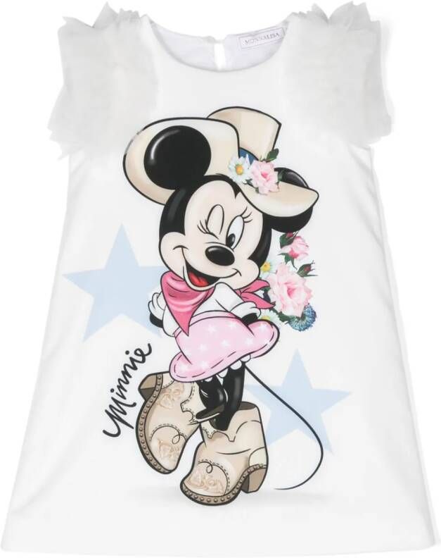 Monnalisa x Disney jurk met Minnie Mouse-print Wit