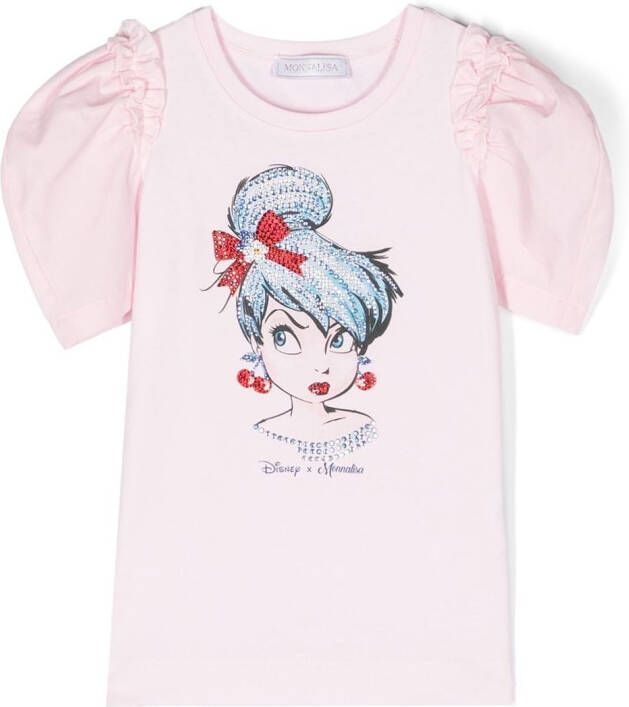 Monnalisa x Disney T-shirt verfraaid met strass Roze