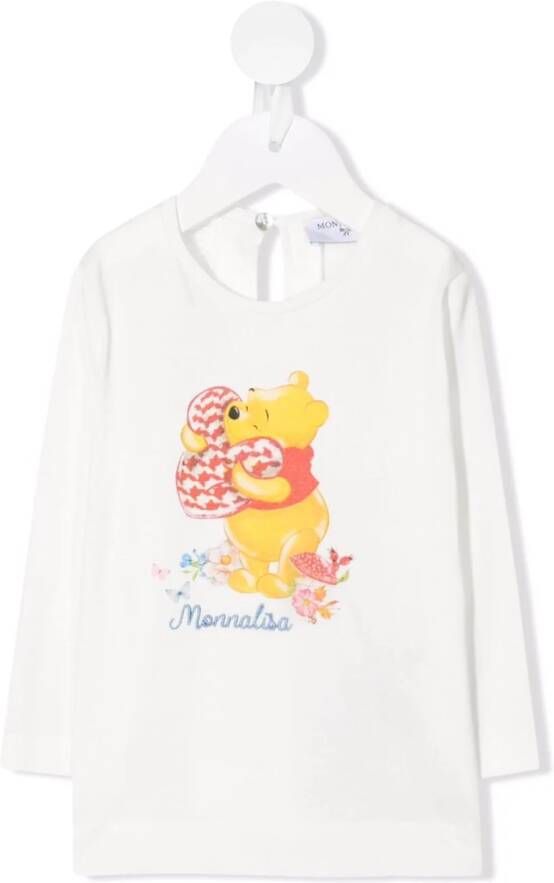 Monnalisa x Winnie the Pooh T-shirt met borduurwerk Wit