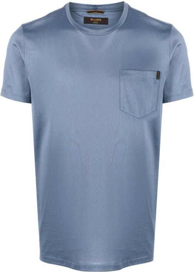 Moorer T-shirt met print Blauw