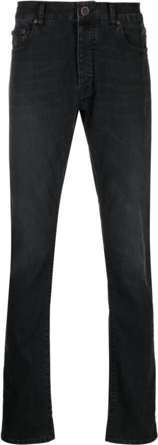 Moorer Jeans met geborduurd logo Zwart