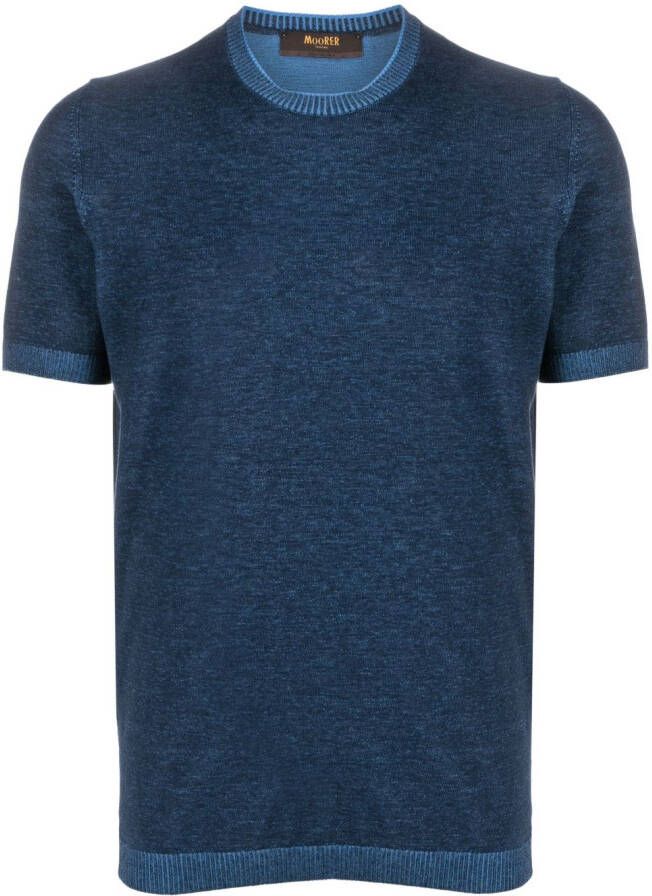 Moorer T-shirt met print Blauw