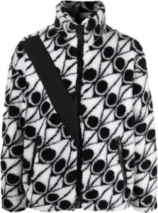 Moose Knuckles abstract-pattern zipped jacket Zwart