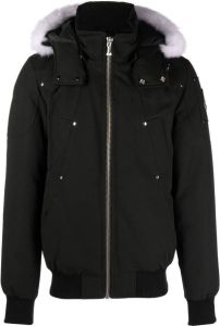Moose Knuckles logo-plaque zip-up down jacket Zwart