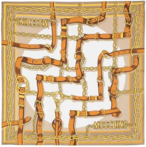 Moschino silk graphic-print scarf Beige