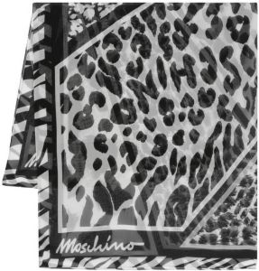 Moschino animal-print silk scarf Blauw