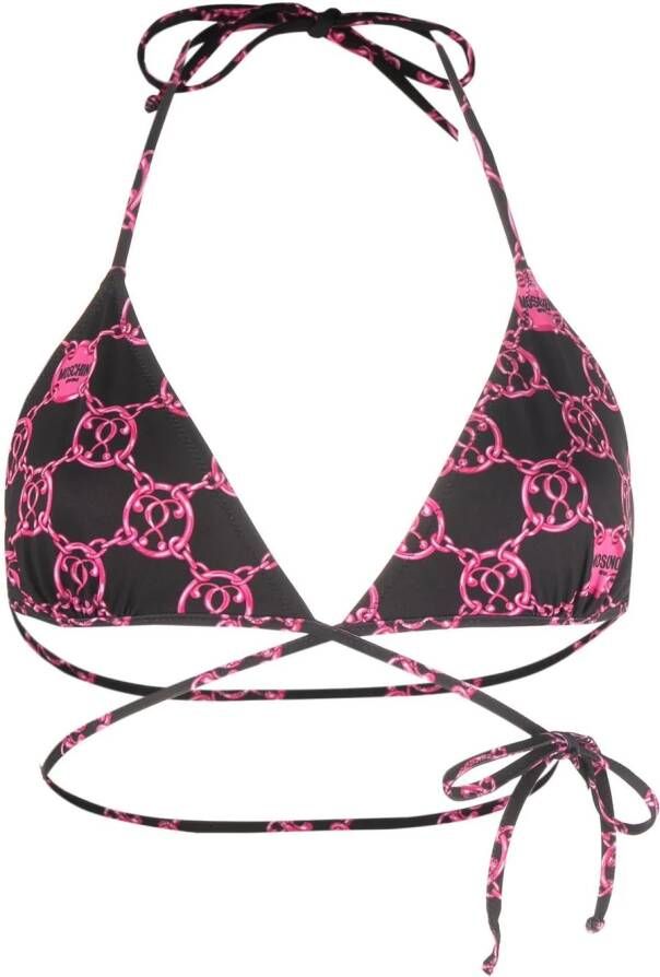 Moschino Bikinitop met kettingprint Zwart