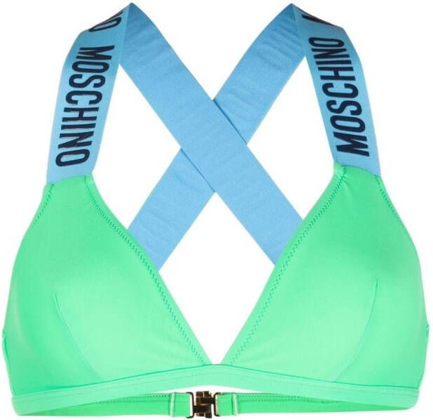 Moschino Bikinitop met logo reliëf Groen