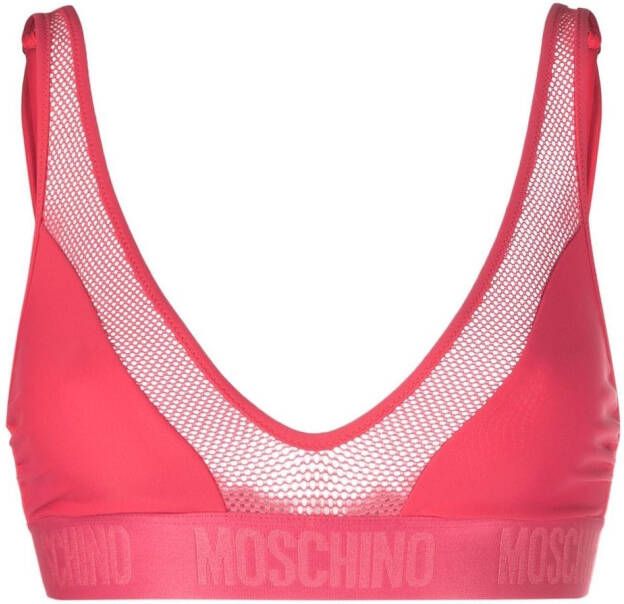Moschino Bikinitop met logoband Roze