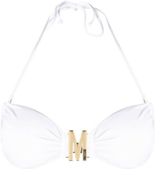 Moschino Bikinitop met logoplakkaat Wit