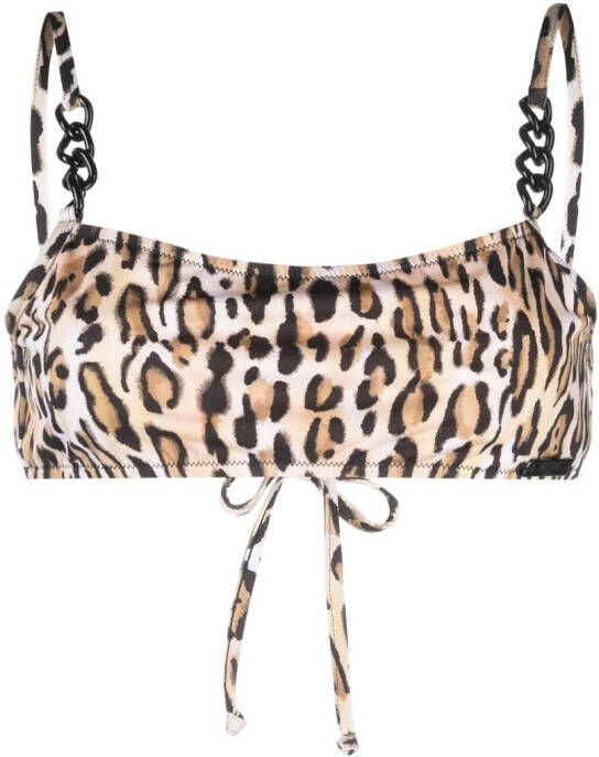 Moschino Bikinitop met luipaardprint Bruin