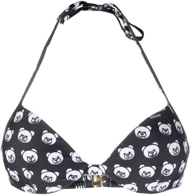 Moschino Bikinitop met teddybeerprint Zwart
