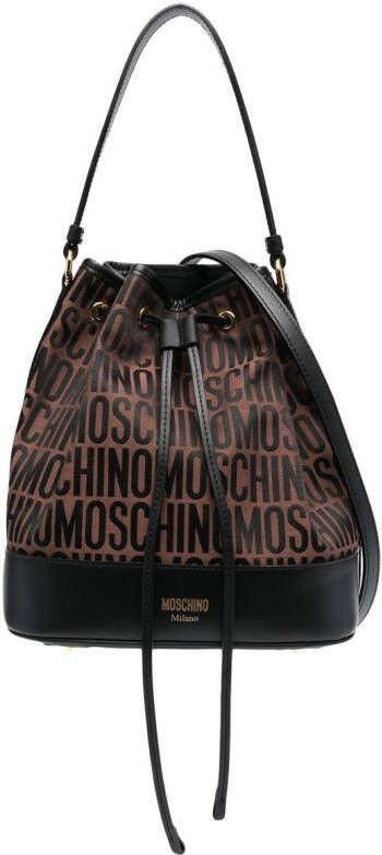 Moschino Bucket-tas met logo patroon Bruin