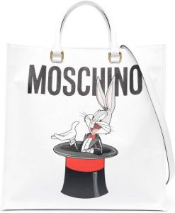 Moschino Bugs shopper met konijnprint Wit