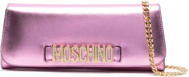 Moschino Clutch met schakelketting Roze