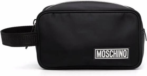 Moschino Clutch met logopatch Zwart
