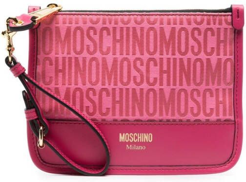 Moschino Clutch met logoprint Roze