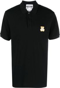 Moschino cotton logo-patch polo-shirt Zwart