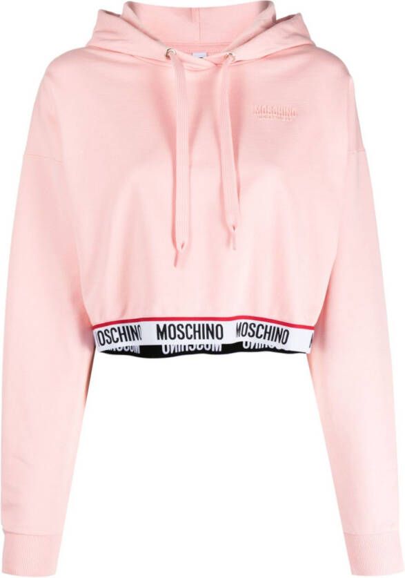 Moschino Hoodie met logo-reliëf Roze