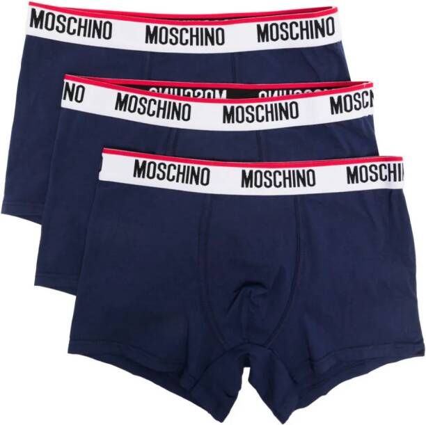 Moschino Drie boxershorts met logoband Blauw