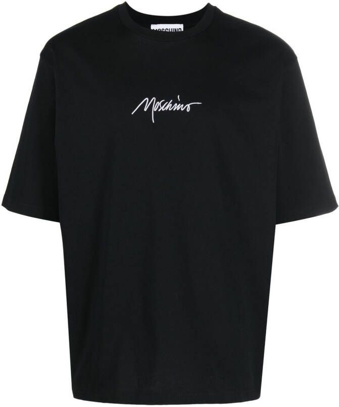 Moschino T-shirt met geborduurd logo Zwart