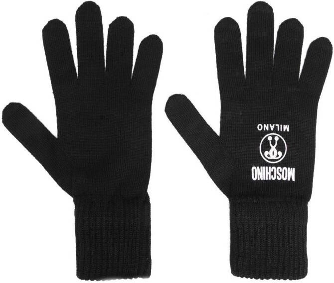 Moschino Handschoenen met logoprint Zwart