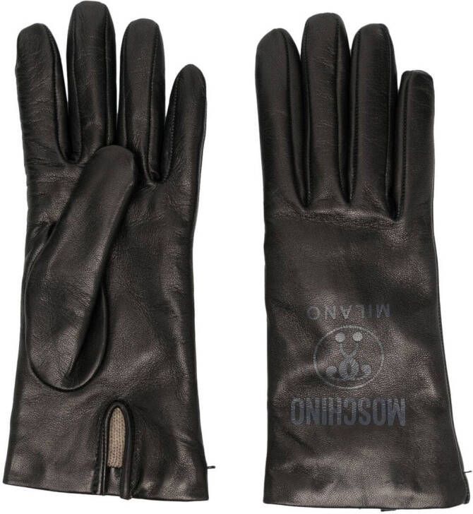 Moschino Handschoenen met logoprint Zwart